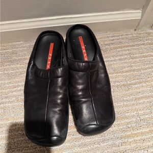 Black Leather Slip-On Shoes